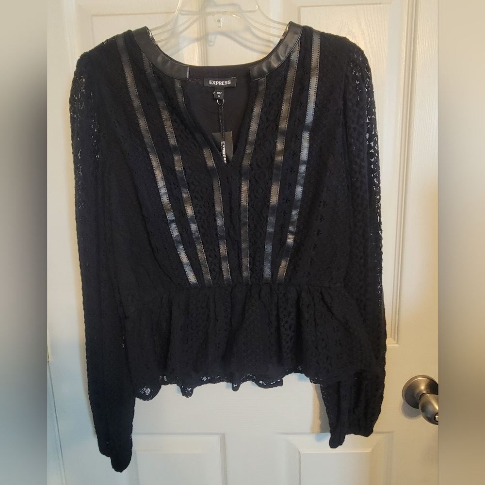 EXPRESS rocker-chic fitted lace blouse